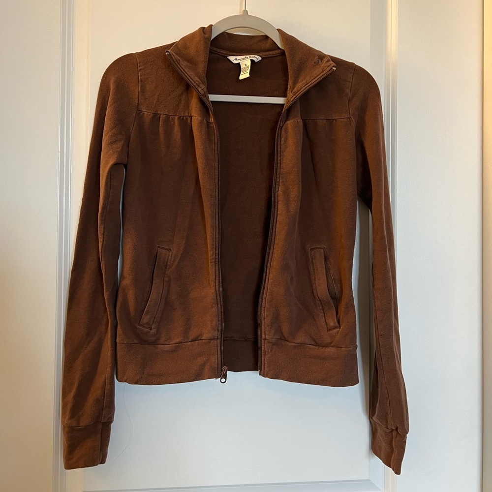 Vintage Y2K Abercrombie and Fitch Brown Hooded Crop jacket